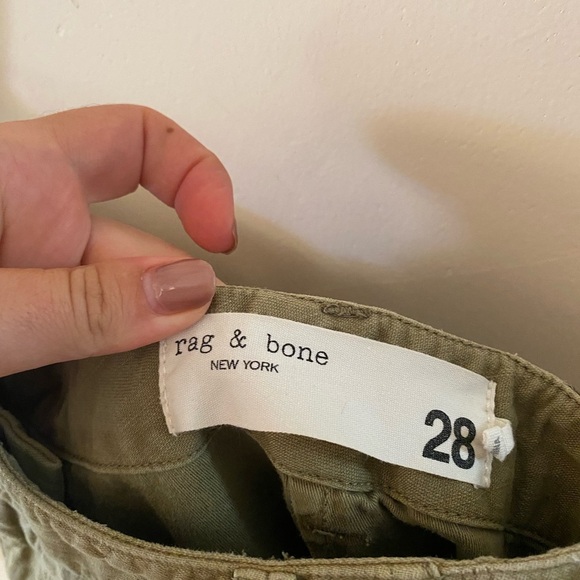 Rag & Bone Army Green Striped Cotton Canvas Utility Cargo Skirt Size 28 - Picture 3 of 12